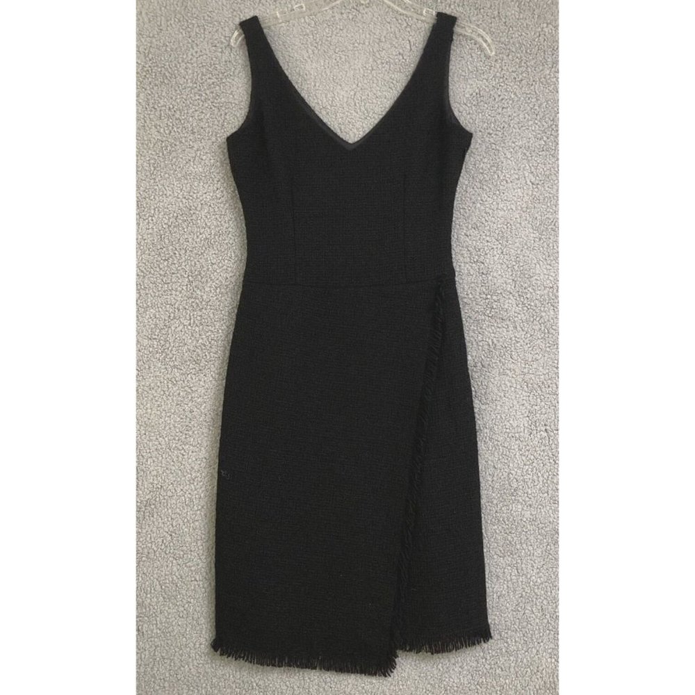 J Crew Womens Wool Dress Wrap Fringe Lined V Neck Sleeveless Textured SIZE 2